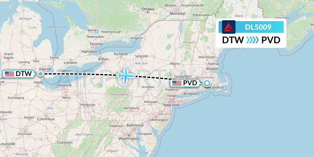DL5009 Flight Status Delta Air Lines Detroit to Providence (DAL5009)