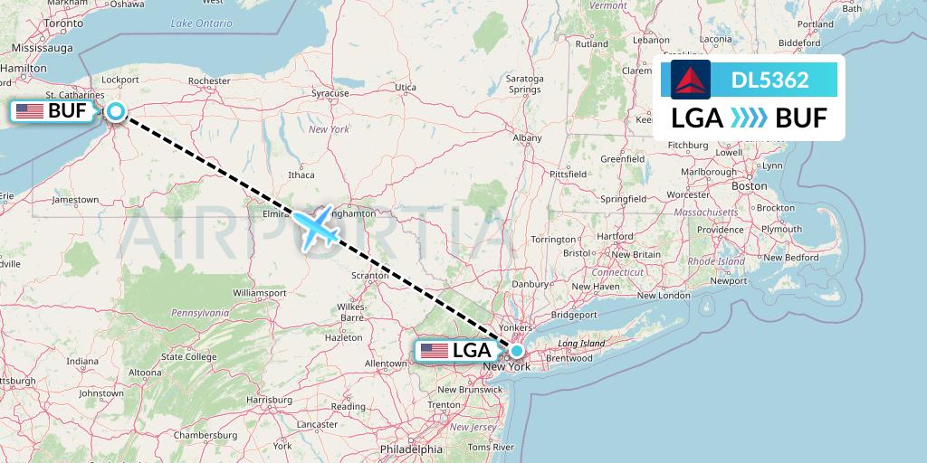 DL5362 Delta Air Lines Flight Map: New York to Buffalo