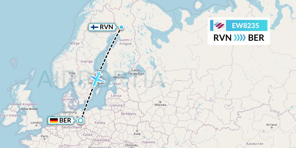 EW8235 Eurowings Flight Map: Rovaniemi to Berlin