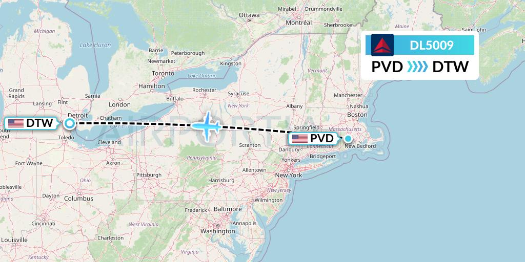 DL5009 Flight Status Delta Air Lines Providence to Detroit (DAL5009)