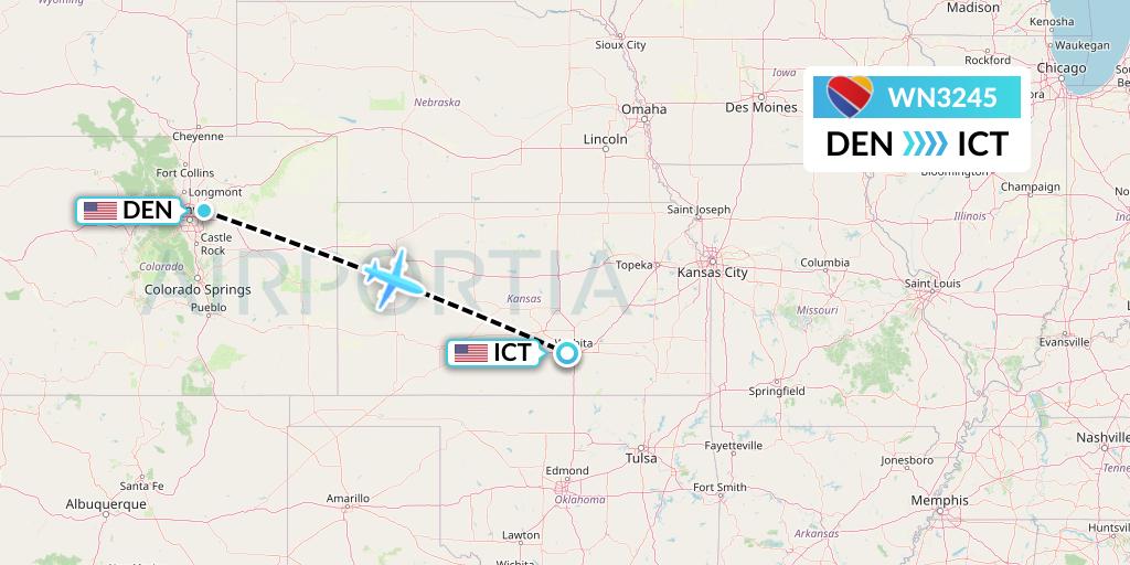WN3245 Flight Status Southwest Airlines Denver to Wichita (SWA3245)