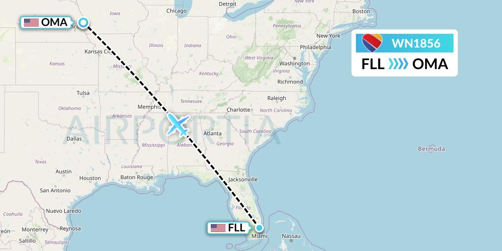 WN1856 Flight Status Southwest Airlines Fort Lauderdale to Omaha (SWA1856)