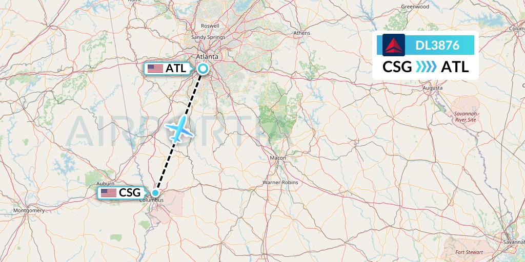 DL3876 Flight Status Delta Air Lines Columbus to Atlanta (DAL3876)