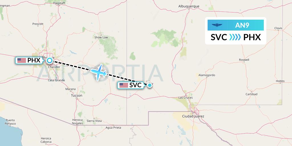 AN9 Advanced Air Flight Map: Silver City to Phoenix