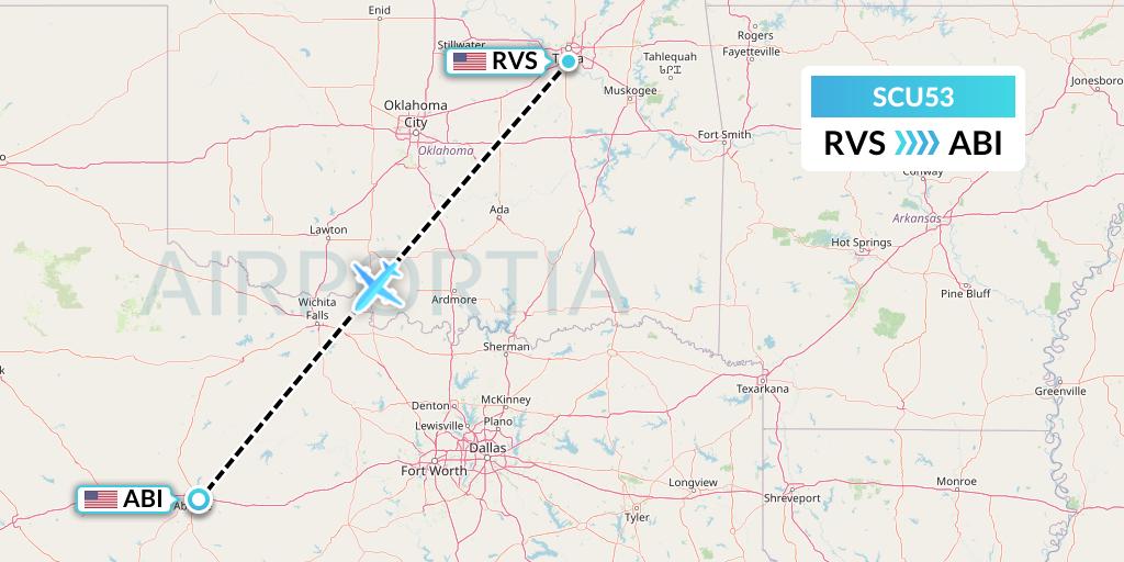 SCU53 Air Scorpio Flight Map: Tulsa to Abilene