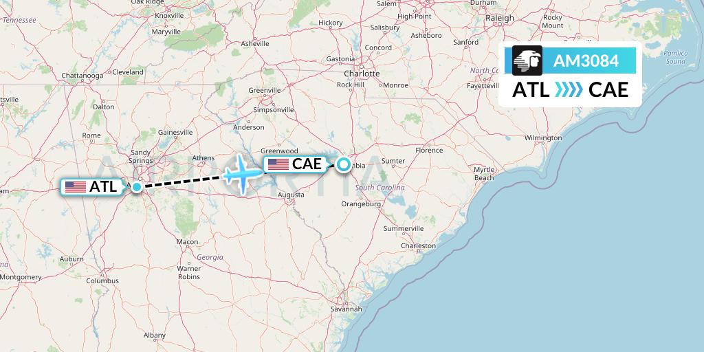 AM3084 Aeromexico Flight Map: Atlanta to Columbia
