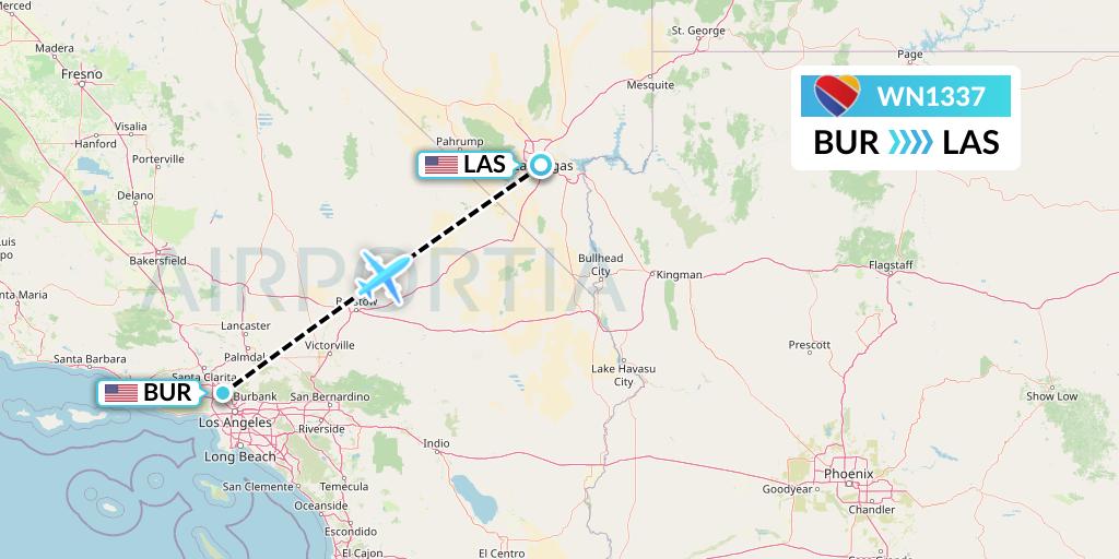 WN1337 Southwest Airlines Flight Map: Burbank to Las Vegas