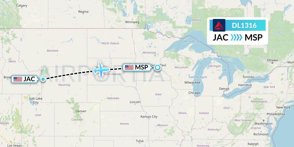 DL1316 Flight Status Delta Air Lines Jackson to Minneapolis (DAL1316)