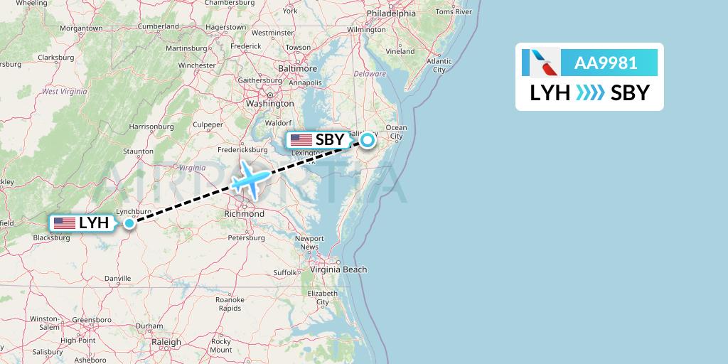 AA9981 Flight Status American Airlines Lynchburg to Salisbury (AAL9981)