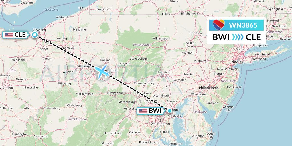 WN3865 Flight Status Southwest Airlines Baltimore to Cleveland (SWA3865)