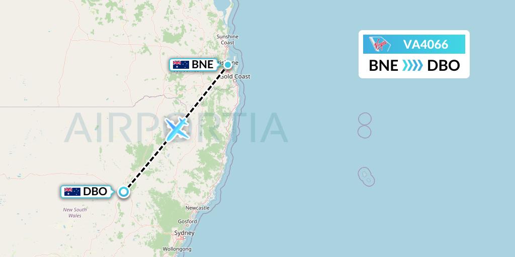 VA4066 Virgin Australia Flight Map: Brisbane to Dubbo