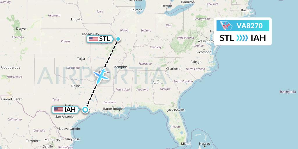 VA8270 Virgin Australia Flight Map: St. Louis to Houston