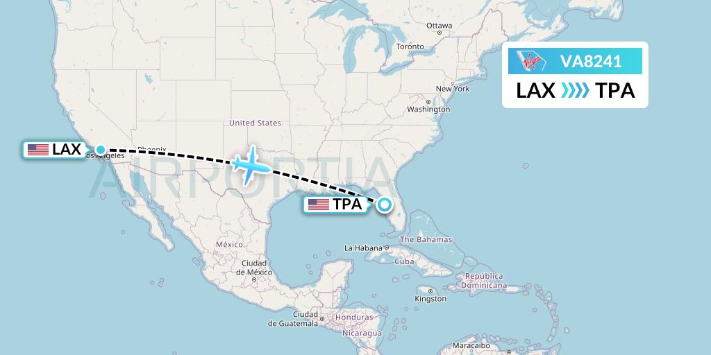 VA8241 Virgin Australia Flight Map: Los Angeles to Tampa