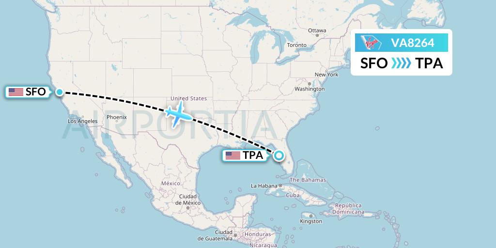VA8264 Virgin Australia Flight Map: San Francisco to Tampa