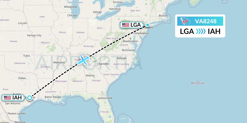 VA8248 Virgin Australia Flight Map: New York to Houston