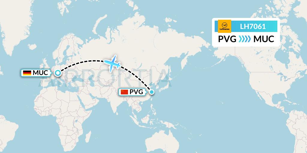 LH7061 Lufthansa Flight Map: Shanghai to Munich