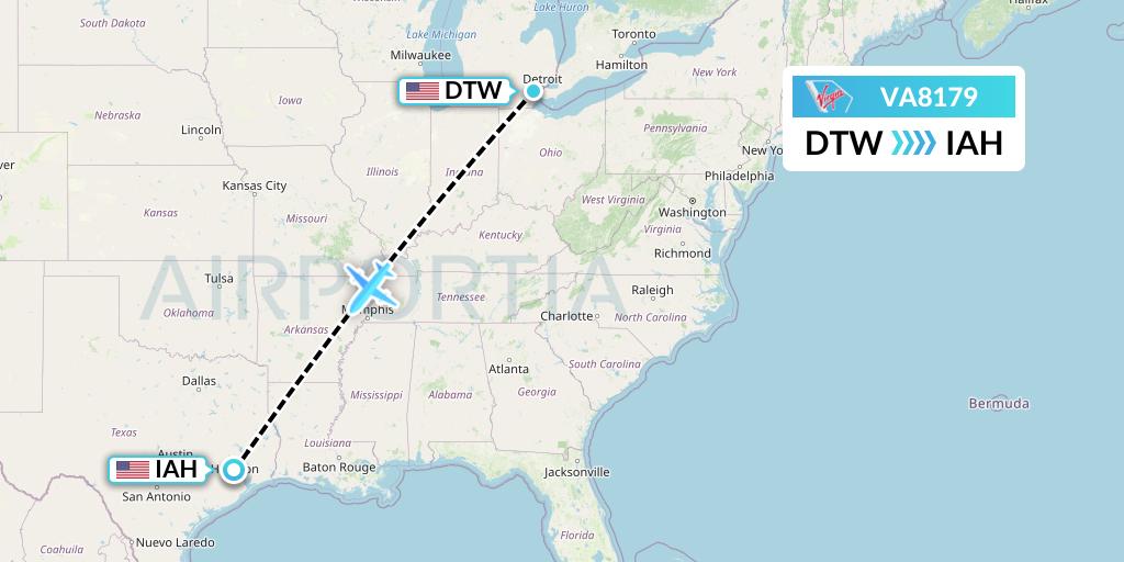 VA8179 Virgin Australia Flight Map: Detroit to Houston