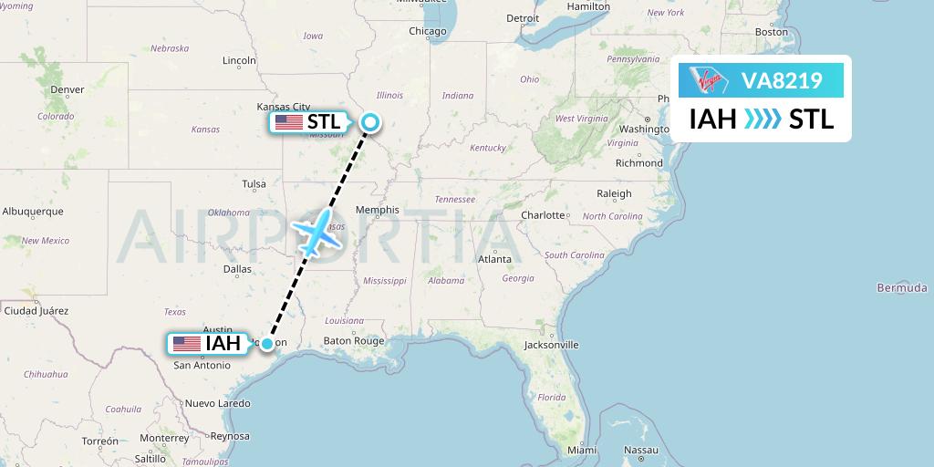 VA8219 Virgin Australia Flight Map: Houston to St. Louis