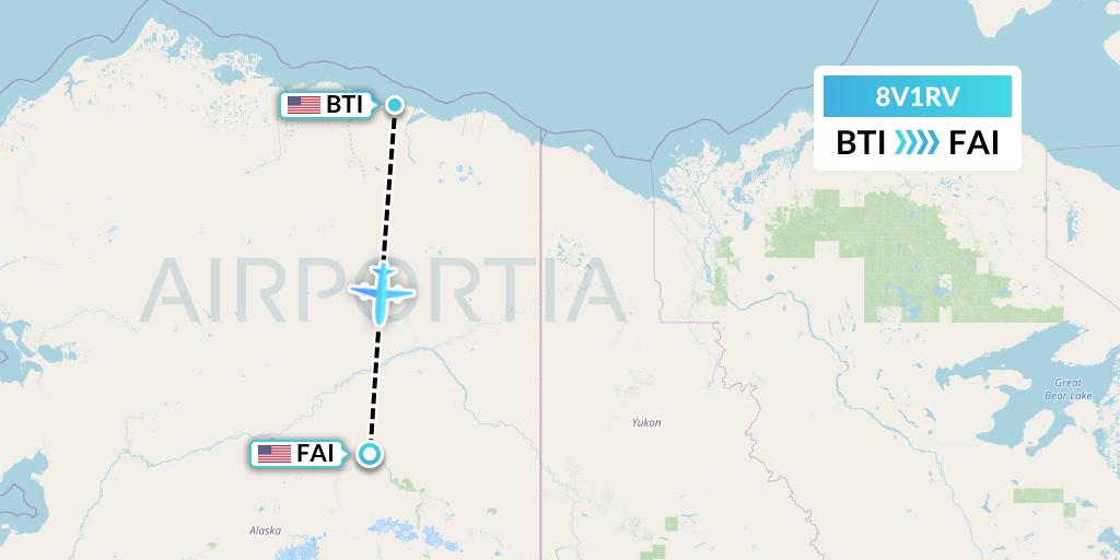 8V1RV Wright Air Service Flight Map: Barter Island to Fairbanks