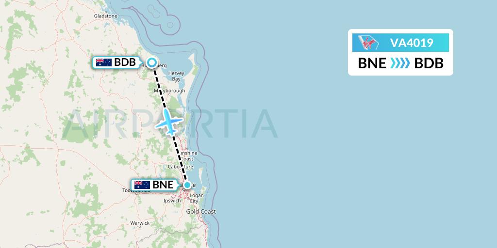 VA4019 Virgin Australia Flight Map: Brisbane to Bundaberg