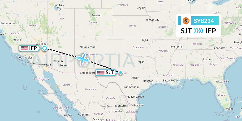 SY8234 Sun Country Airlines Flight Map: San Angelo to Bullhead City