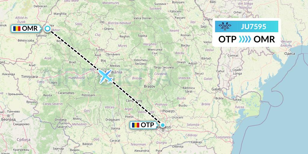 JU7595 AirSERBIA Flight Map: Bucharest to Oradea