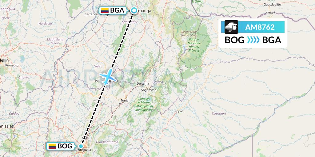 AM8762 Aeromexico Flight Map: Bogota to Bucaramanga