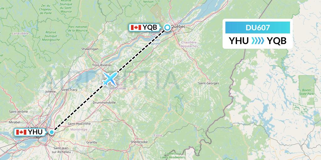 DU607 Sky Jet M.g. Inc Flight Map: Montreal to Quebec