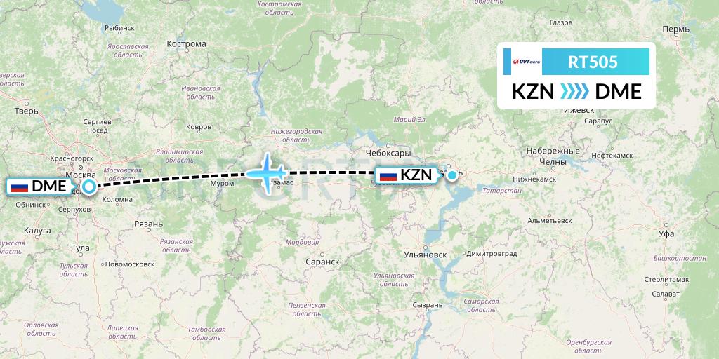 RT505 UVT aero Flight Map: Kazan to Moscow