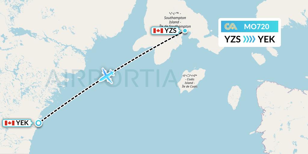 MO720 Calm Air Flight Map: Coral Harbour to Arviat