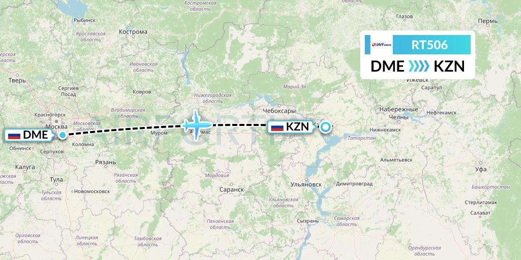 RT506 UVT aero Flight Map: Moscow to Kazan