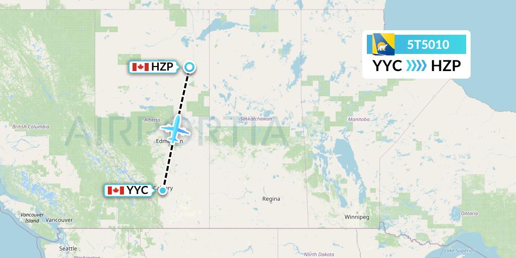 5T5010 Canadian North Flight Map: Calgary to Fort MacKay