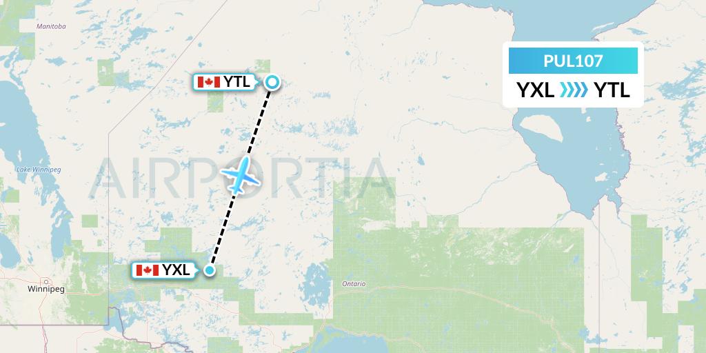 PUL107 Ornge Air Flight Map: Sioux Lookout to Big Trout