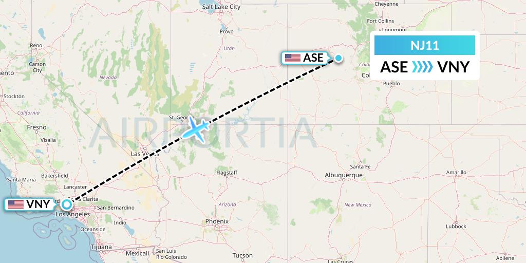 NJ11 Ghadames Air Transport Flight Map: Aspen to Van Nuys
