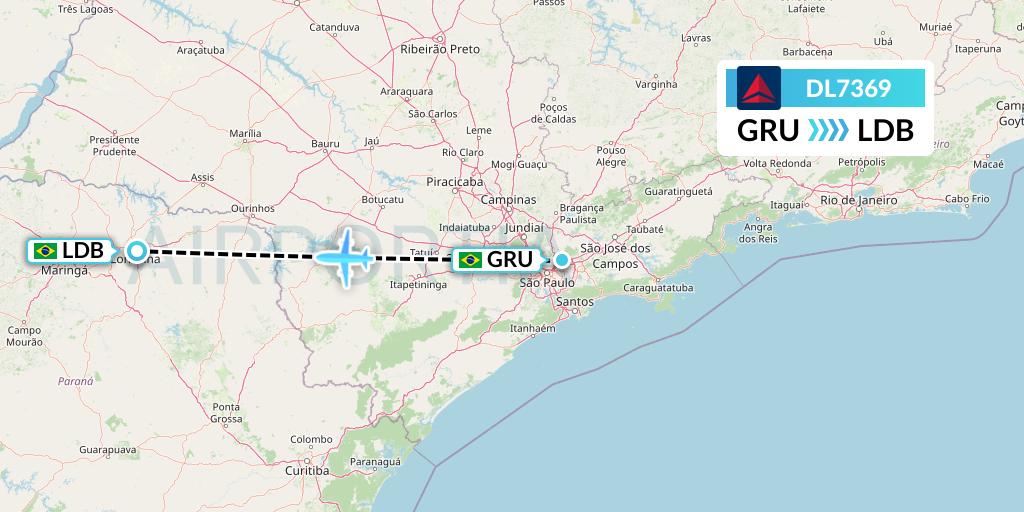 DL7369 Delta Air Lines Flight Map: Sao Paulo to Londrina