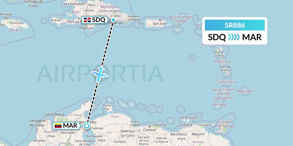 5R886 Flight Status Rutaca Airlines Santo Domingo to Maracaibo (RUC886)