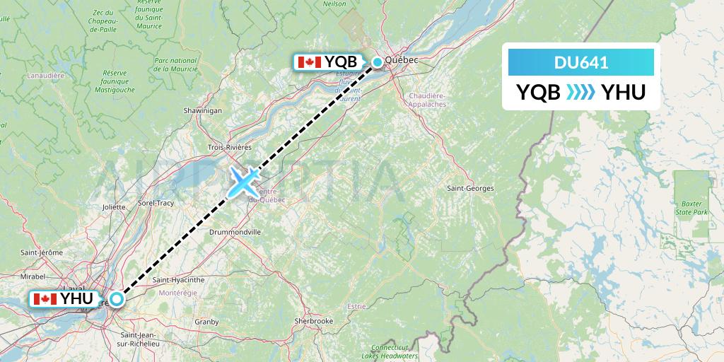 DU641 Sky Jet M.g. Inc Flight Map: Quebec to Montreal