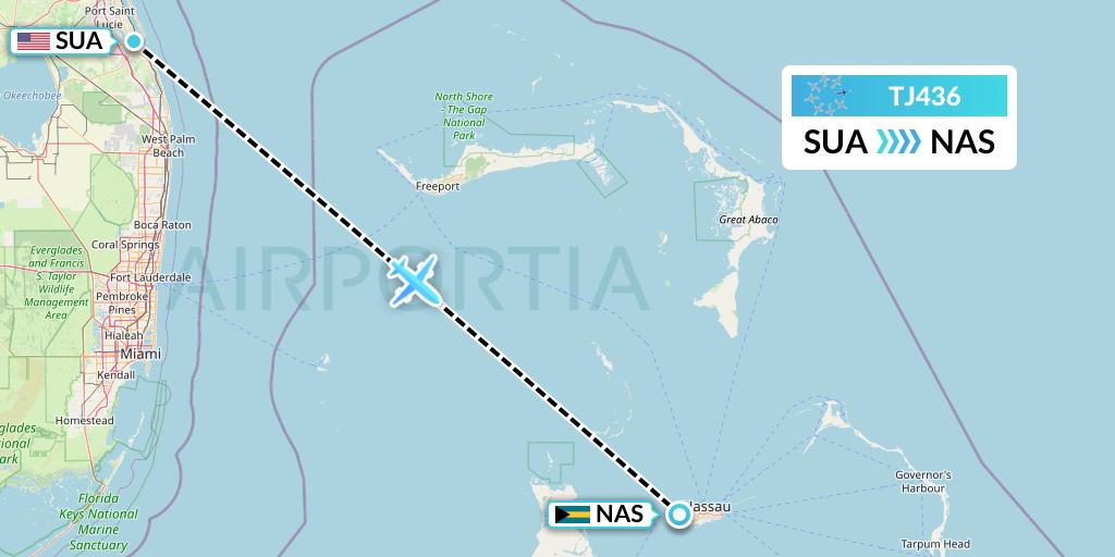 TJ436 Tradewind Aviation Flight Map: Stuart to Nassau