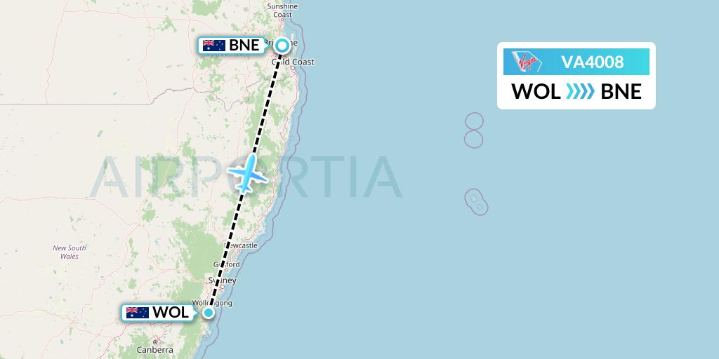 VA4008 Virgin Australia Flight Map: Australia to Brisbane
