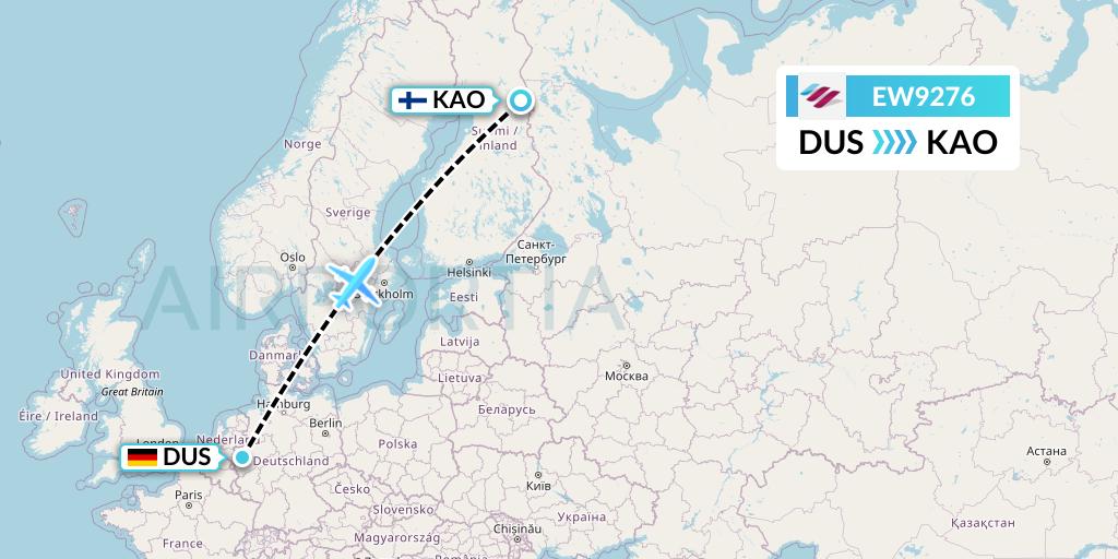 EW9276 Eurowings Flight Map: Dusseldorf to Kuusamo