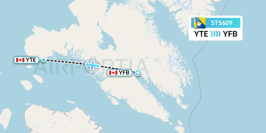 5T5609 Canadian North Flight Map: Cape Dorset to Iqaluit
