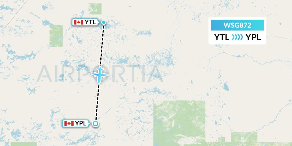 WSG872 Wasaya Airways Flight Map: Big Trout to Pickle Lake