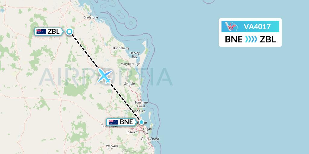 VA4017 Virgin Australia Flight Map: Brisbane to Biloela