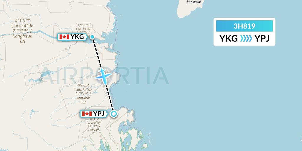 3H819 Air Inuit Flight Map: Kangirsuk to Aupaluk