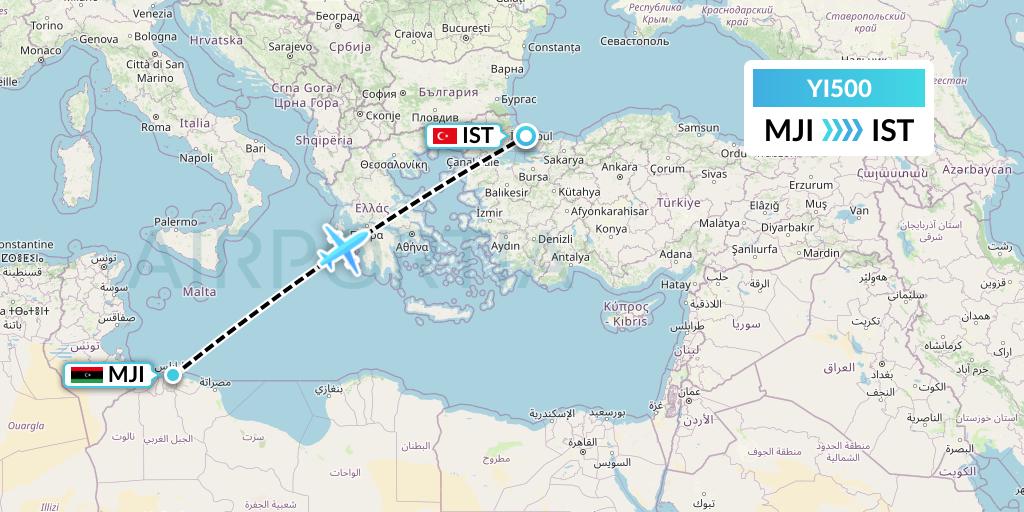 YI500 Fly Oya Flight Map: Tripoli to Istanbul
