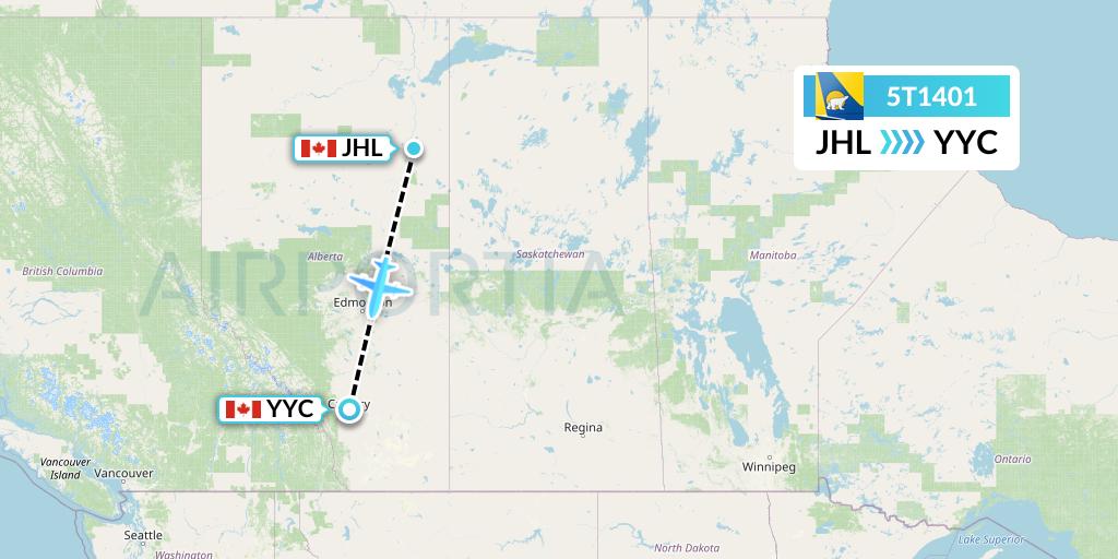 5T1401 Canadian North Flight Map: Fort MacKay to Calgary