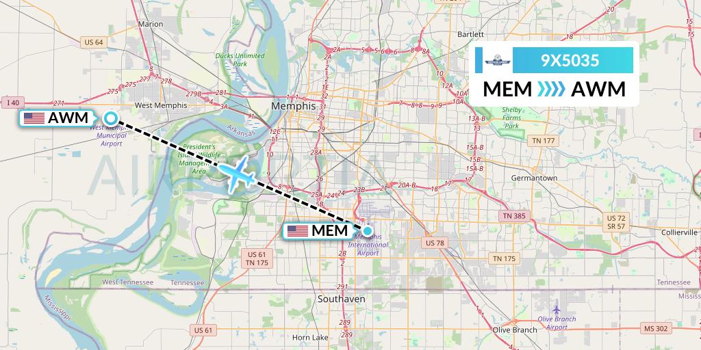 9X5035 Flight Status Southern Airways Express Memphis to West Memphis