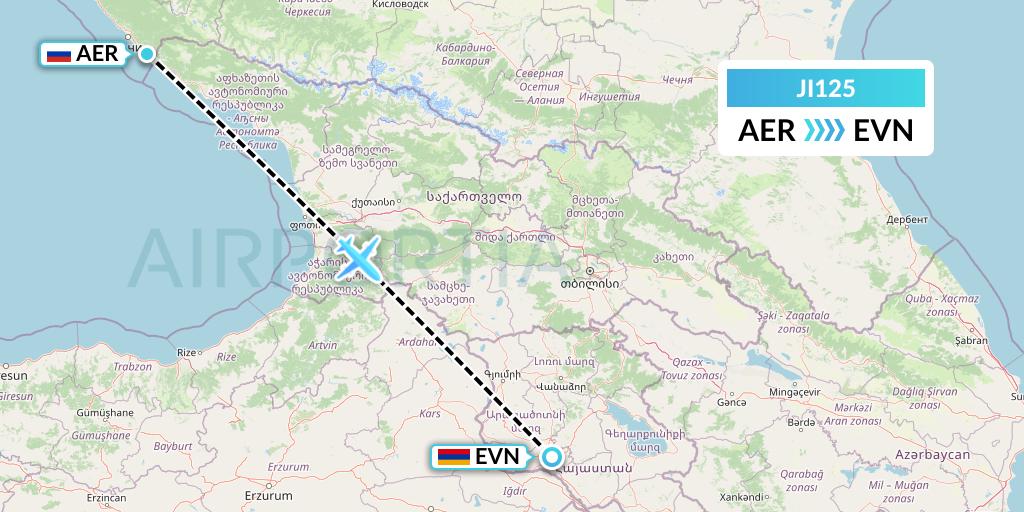 JI125 Flight Status Armenian Airlines: Sochi to Yerevan (AAG125)