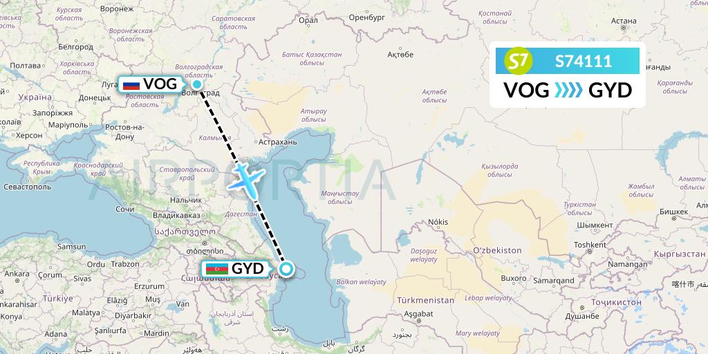 S74111 Flight Status S7 Airlines Volgograd to Baku (SBI4111)