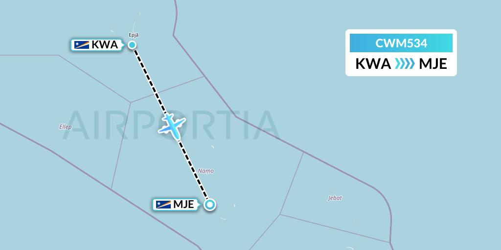 CWM534 Air Marshall Islands Flight Map: Kwajalein to Majkin